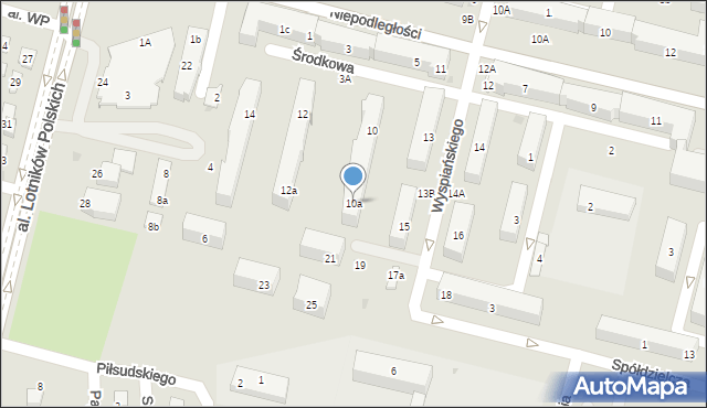 Świdnik, Środkowa, 10a, mapa Świdnika