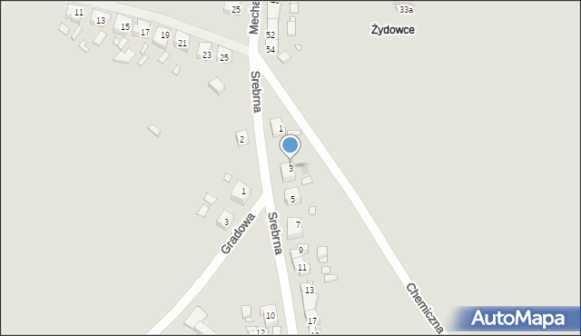 Szczecin, Srebrna, 3, mapa Szczecina