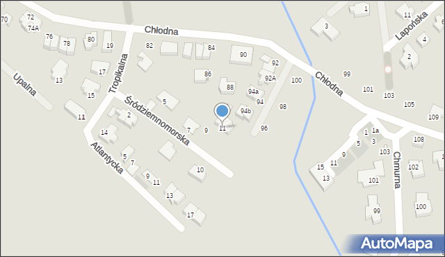 Szczecin, Śródziemnomorska, 11, mapa Szczecina