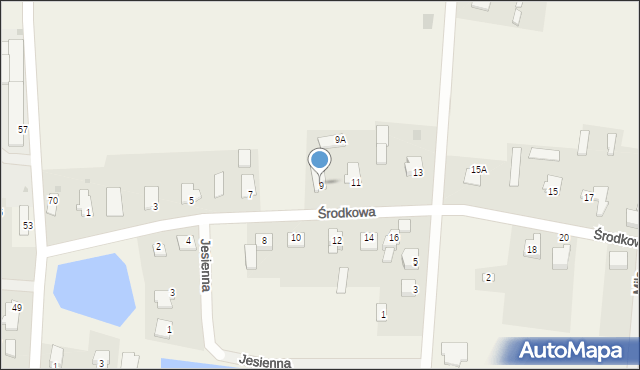 Szerominek, Środkowa, 9, mapa Szerominek