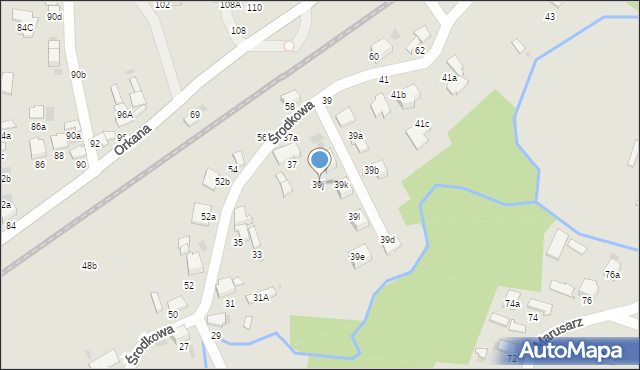 Tarnów, Środkowa, 39j, mapa Tarnów