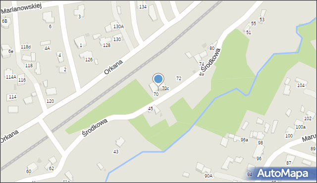 Tarnów, Środkowa, 70a, mapa Tarnów