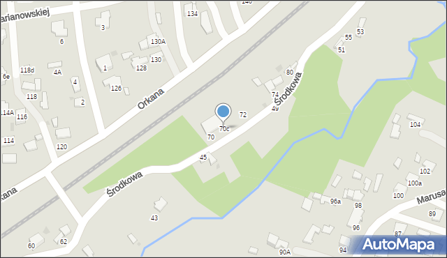 Tarnów, Środkowa, 70c, mapa Tarnów