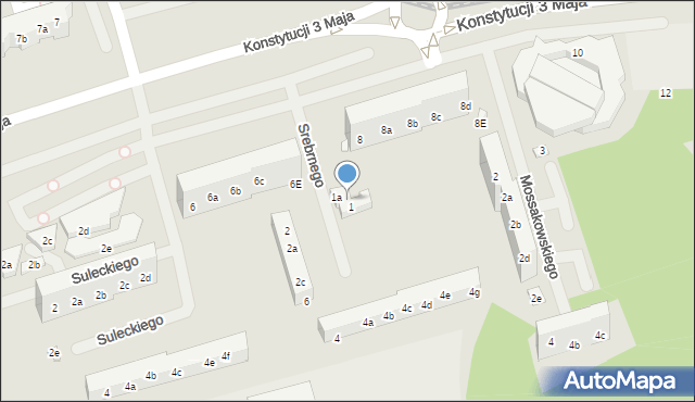 Toruń, Srebrnego Stefana, 1c, mapa Torunia