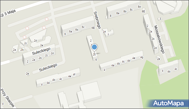 Toruń, Srebrnego Stefana, 2c, mapa Torunia