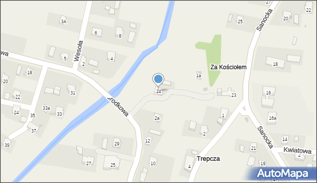 Trepcza, Środkowa, 14, mapa Trepcza