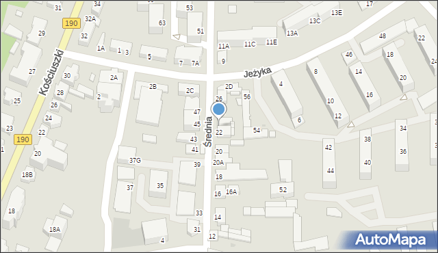 Wągrowiec, Średnia, 22A, mapa Wągrowiec