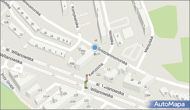 Warszawa, Śródziemnomorska, 55, mapa Warszawy