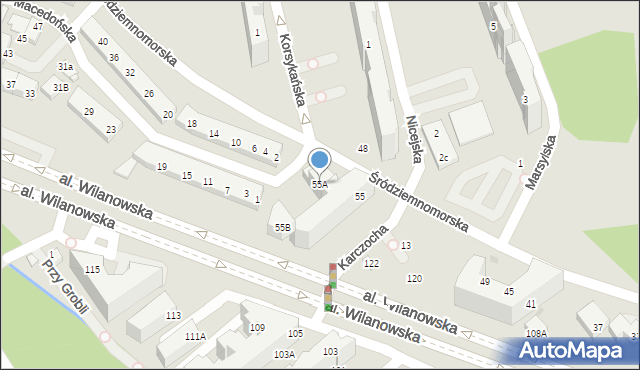 Warszawa, Śródziemnomorska, 55A, mapa Warszawy