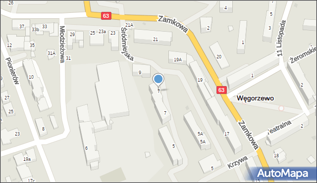 Węgorzewo, Śródmiejska, 7, mapa Węgorzewo