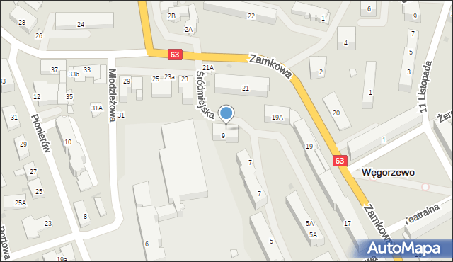 Węgorzewo, Śródmiejska, 9, mapa Węgorzewo