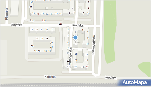 Wrocław, Srebrnogórska, 1, mapa Wrocławia