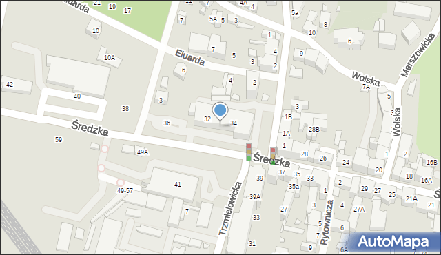 Wrocław, Średzka, 32-36, mapa Wrocławia