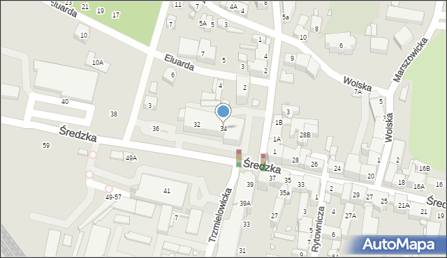 Wrocław, Średzka, 34, mapa Wrocławia