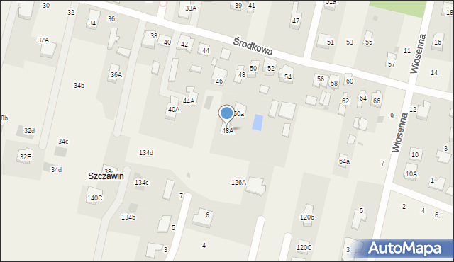 Zaborów, Środkowa, 48A, mapa Zaborów