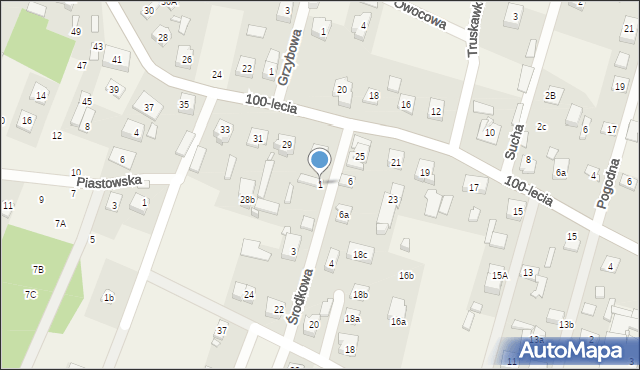 Zagościniec, Środkowa, 1, mapa Zagościniec