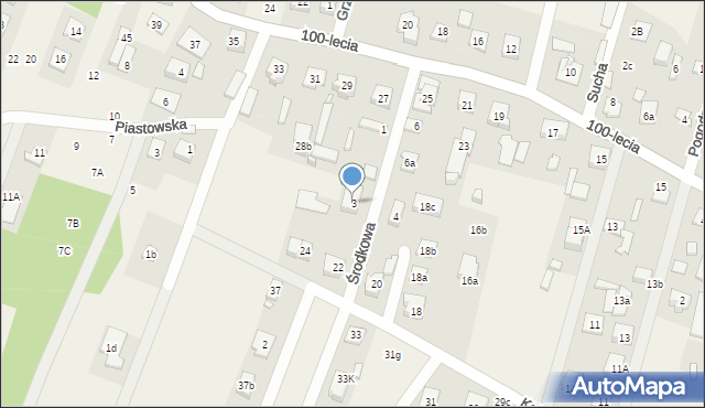Zagościniec, Środkowa, 3, mapa Zagościniec