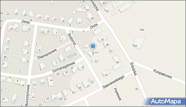 Zalasewo, Srebrna, 9, mapa Zalasewo