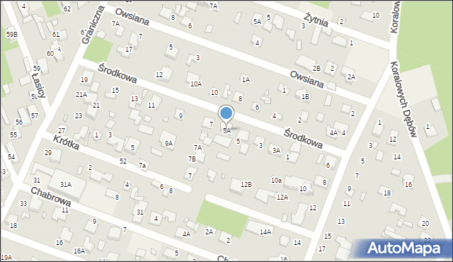 Zalesie Górne, Środkowa, 5A, mapa Zalesie Górne