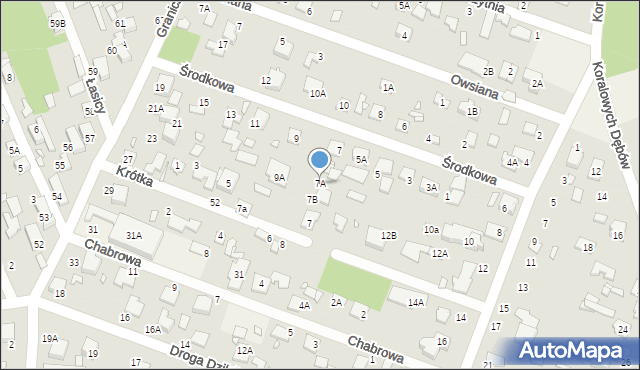 Zalesie Górne, Środkowa, 7A, mapa Zalesie Górne