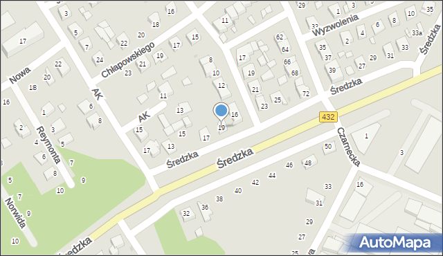Zaniemyśl, Średzka, 19, mapa Zaniemyśl