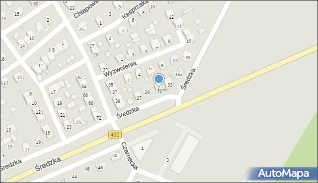 Zaniemyśl, Średzka, 31, mapa Zaniemyśl