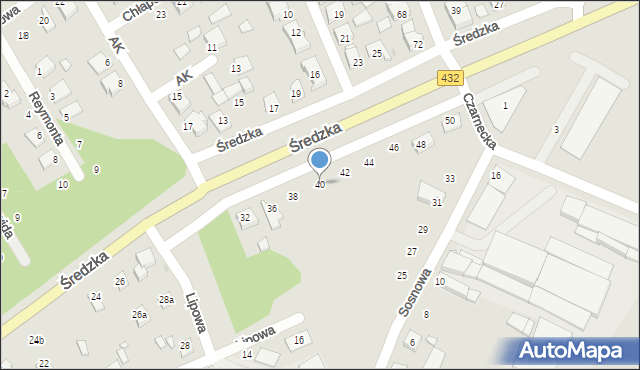 Zaniemyśl, Średzka, 40, mapa Zaniemyśl