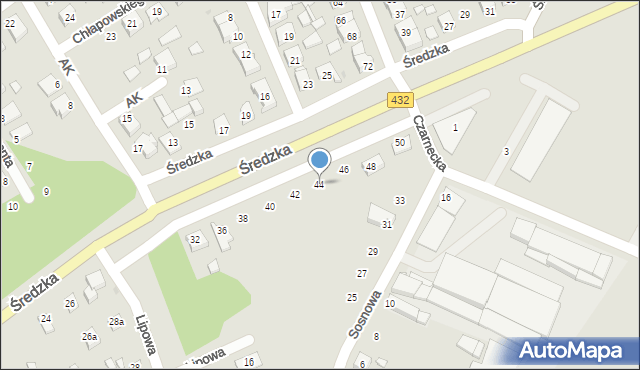 Zaniemyśl, Średzka, 44, mapa Zaniemyśl