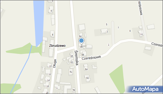 Zbrudzewo, Śremska, 90, mapa Zbrudzewo
