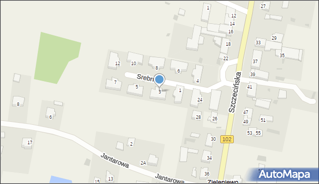 Zieleniewo, Srebrna, 3, mapa Zieleniewo