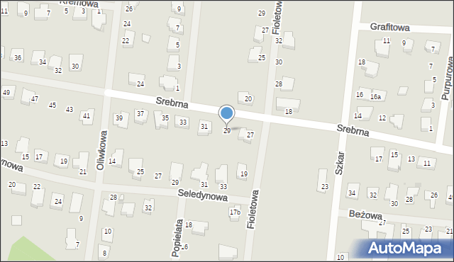 Zielona Góra, Srebrna, 29, mapa Zielona Góra