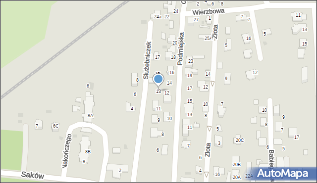 Tarnów, ss. Służebniczek, 13, mapa Tarnów