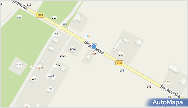 Anielin Swędowski, Strykowska, 105, mapa Anielin Swędowski