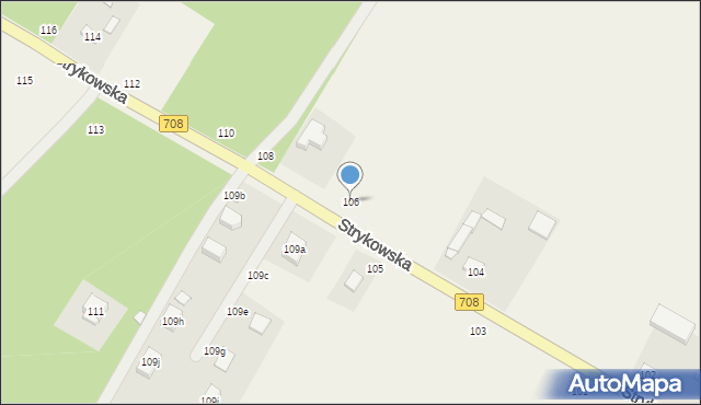 Anielin Swędowski, Strykowska, 106, mapa Anielin Swędowski