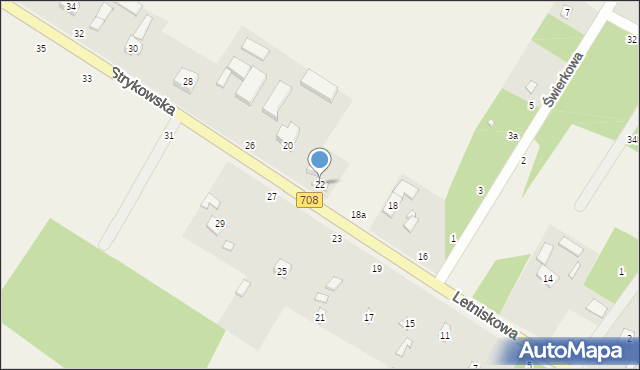 Anielin Swędowski, Strykowska, 22, mapa Anielin Swędowski