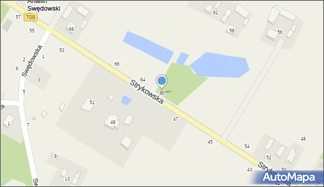 Anielin Swędowski, Strykowska, 60, mapa Anielin Swędowski