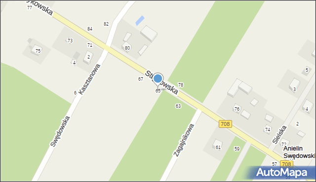 Anielin Swędowski, Strykowska, 65, mapa Anielin Swędowski