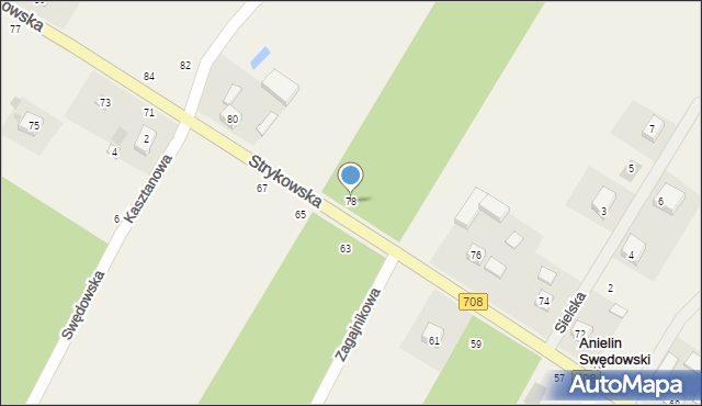 Anielin Swędowski, Strykowska, 78, mapa Anielin Swędowski