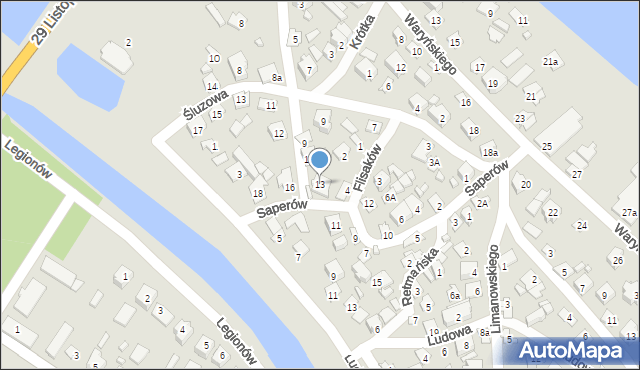 Augustów, Stawy, 13, mapa Augustów