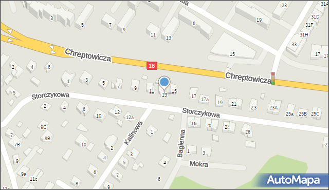 Augustów, Storczykowa, 13, mapa Augustów