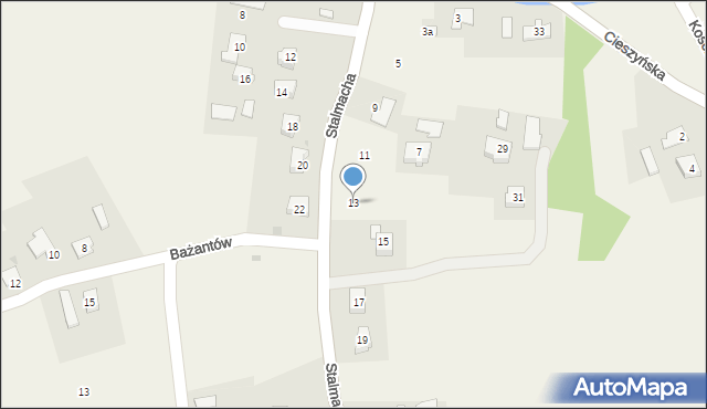 Bażanowice, Stalmacha Pawła, 13, mapa Bażanowice