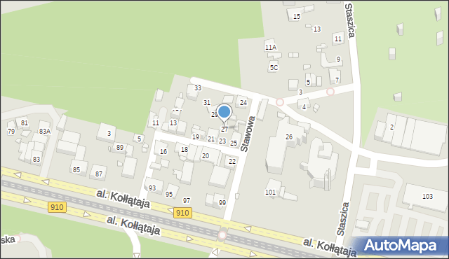 Będzin, Stawowa, 27, mapa Będzin