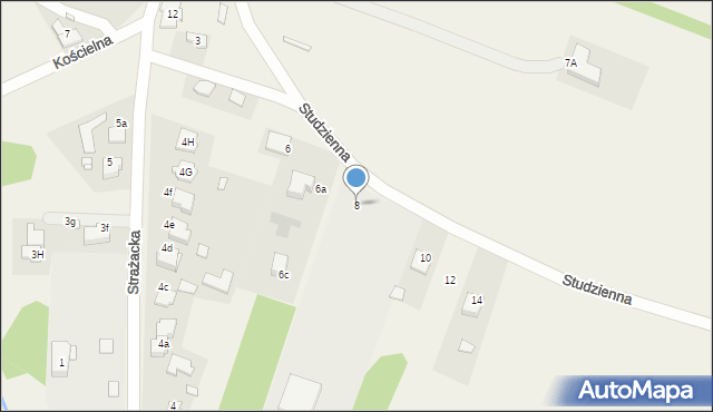 Biała, Studzienna, 8, mapa Biała