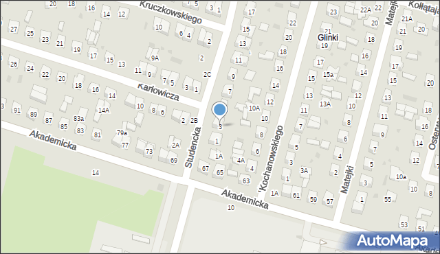 Biała Podlaska, Studencka, 3, mapa Białej Podlaskiej
