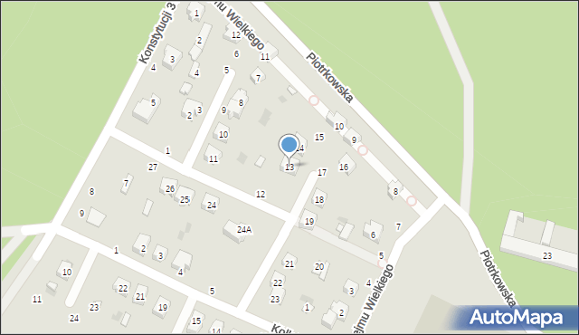 Białaczów, Stanisława Augusta Poniatowskiego, 13, mapa Białaczów