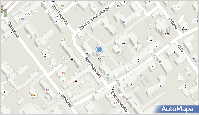 Białystok, Starobojarska, 20, mapa Białegostoku