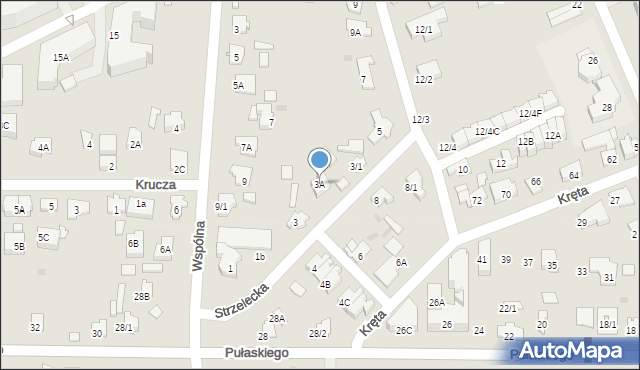 Białystok, Strzelecka, 3A, mapa Białegostoku