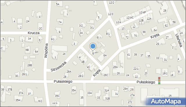 Białystok, Strzelecka, 6, mapa Białegostoku