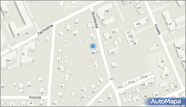 Białystok, Strzelecka, 9A, mapa Białegostoku