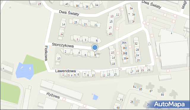 Bielany Wrocławskie, Storczykowa, 8, mapa Bielany Wrocławskie